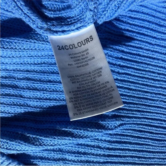 24 Colours Blue Cotton Ribbed Cropped V-neck Cardigan - Picture 8 of 8